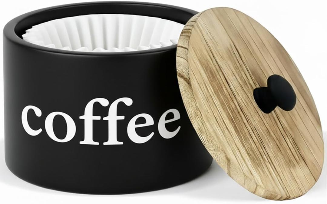 Built-in Storage Filter Holder Space-Saving Countertop Essential for Coffee Bar, Must-Have Kitchen Accessory for Home Coffee Station & Filter Organization (CoffeeBlack)