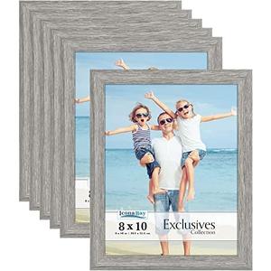 Icona Bay 8x10 Picture Frames (Alder Gray, 3 Pack) Sturdy Wood Composite Photo Frames 8 x 10, Sleek Design, Table Top or Wall Mount, Exclusives Collection