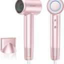 Labiim Hair Dryer, High-Speed Ionic Low Noise Blow Dryer with Brushless Motor for Fast Drying,Thermo-Control Quiet Compact Hair Blow Dryer Hairdryer with 1Nozzle Attachment for Home Salon Travel,Pink