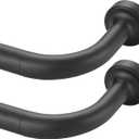2 Pack Wrap Around Curtain Rod for Windows 16 to 28 Inch, Internal Splicing 1 Inch Diameter Disc, Adjustable Room Darkening Curtain with Aluminum Finials and Brackets, Black