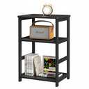 VASMIA End Table, 3-Tier Side Table with Storage Shelf, Bamboo Nightstand Bedside Table for Small Spaces, Bedroom, Living Room, Entryway,Farmhouse,Black