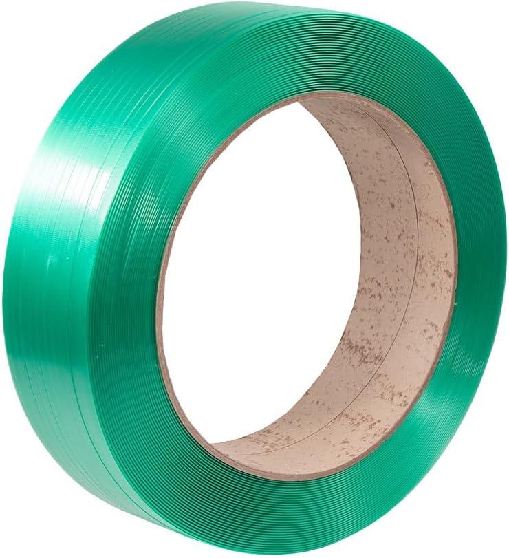 Mytee Products 5800'x 1/2"x 0.025" Hand Grade Polyester (PET) Packaging Strapping Roll - Green 16"x6" Core Size AAR Approved - 780 lbs Break Strength - UV, Water & Rust Resistant Roll