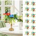 12 PCS Patriotic American Taper Candle Rings Wreaths 1.38" Mini 4th of July Floral Taper Candle Holder with Daisy Artificial Independence Day Table Centerpieces Wreath for Home Candlesticks Decor