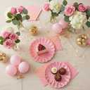 80PCS Pink and Gold Paper Plates Napkins Party Supplies,7 Inch Gold Dot Dessert Plate & 6.5 Inch Napkin,Disposable Tableware Set for Weddings, Birthday,Anniversaries,Graduation,40 Guests