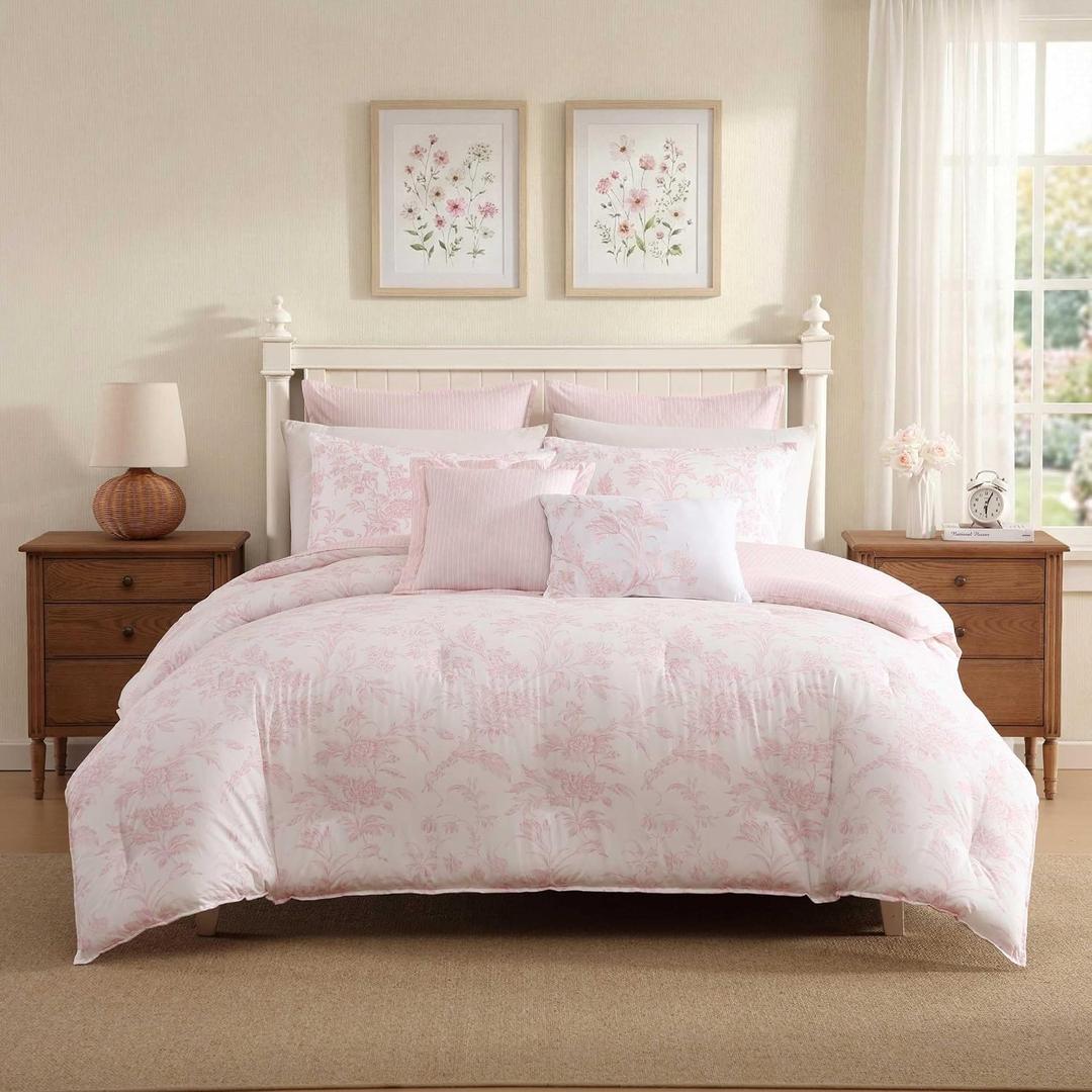Laura Ashley - Twin Comforter Set with Pillowcases, Shams & Pillow Covers