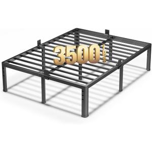 NKZ 18 Inch Metal Platform Bed Frame, Queen Size Bed Frame with Round Corner Legs, 3,500 lbs Heavy Duty Steel Slats Support, No Box Spring Needed, Easy Assembly, Noise Free