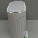 ELPHECO Bathroom Motion Sensor Trash can 2 Gallon Automatic Garbage Can, Slim Plastic Smart Trash Can with Lid, Commercial Intelligent Trash Bin for Bedroom, Bathroom, Office, White with Grey Trim