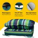 AAAAAcessories Outdoor Seat Cushions for Chairs, Fade-Resistant, Waterproof Patio Furniture Replacement Cushions, 25.5" x 25.5" x 5" + 25.5" x 13.5", Stormy Teal Coastal Stripe