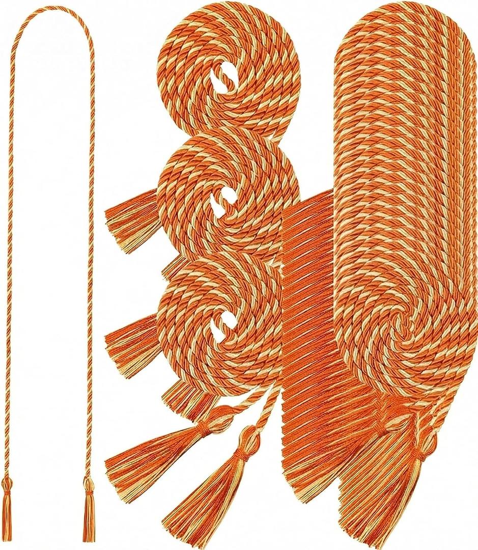 24 pcs Graduation Honor Cords 68" Grad Braided Honor Cord with Tassel Honor Rope Grad Cords Bulk for Graduation Students Bachelor Master Doctoral Gown Grad Decor (Orange and Yellow)