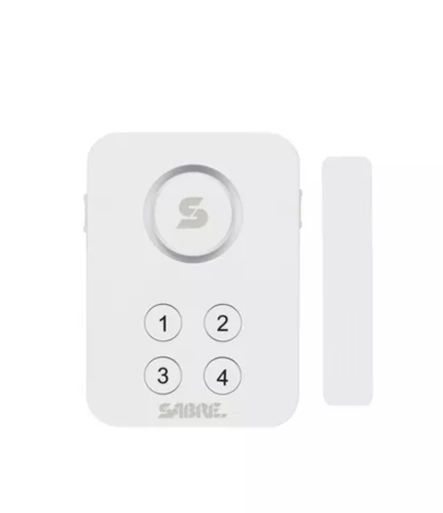 Sabre Elite Door Alarm: Security Sensor for Doors & Windows, Battery Operated, Travel Friendly, White