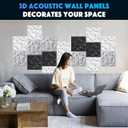 Acoustic 3D Wall Panels,24 Pack Sound Proof Felt Panels for Interior Wall Dcor, Hollow Sound Absorbing Panel for Studio, Living Room, Home, Hotel, 12''x12'' Cover 24 sq ft (White, 24 Pack)