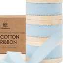 Vitalizart Baby Blue Cotton Ribbon Handmade Fringe 5/8" x 21 Yd Pure Natural Cotton Ribbons for Gift Wrapping Wedding Invites Bridal Shower Bouquets Holiday Decor