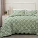 PHF Marshmallow Puff Comforter Set King Size, 3 Pieces Ultra Soft Lightweight Bedding Set for All Season, Pattern Textured 1 Comforter with 2 Pillow Shams, Sage Green