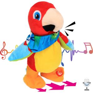 Hopearl Talking Parrot Repeats What You Say Walking Electric Interactive Animated Toy Speaking Plush Buddy Gifts for Toddlers Birthday Festival Holiday, 8''