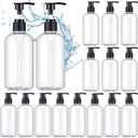 16 Pcs Empty Shampoo Bottles Plastic Pump Bottles Liquid Dish Soap Dispenser Refillable Shampoo Dispenser for Shower Wall Shampoo and Conditioner Dispenser for Bathroom Kitchen (250 ML/ 8.5 OZ)