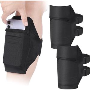 2 Pack Cell Phone Leg Strap Leg Cell Phone Holder Arm Smart Phone Strap Anti-Slip Ankle Wallet Calf Leg Cell Phone Strap Adjustable Arm Bag for Women Men Running Hiking Equestrian Motorcycle, Black