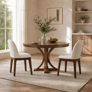 MALOL Wooden Dining Chairs Set of 6, Upholstered Kitchen & Dining Room Chairs with Thickened Wooden Legs, Farmhouse Side Chairs, Beige