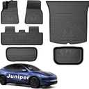 Mixsuper Floor Mats Cargo Liner for Tesla Model Y Juniper 2025 2026, 5 Seat All Weather TPE Material 2 Row Floor Liners and Trunk Mat Set Black