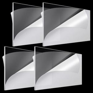 Roowest 4 Pcs 24 x 48 Inch, 1/4 Inch Thick Clear Acrylic Sheets Plastic Transparent Panels Sheets Cut to Size Cast Acrylic Board Panel with Protective Film for Craft DIY Project Sign Frame