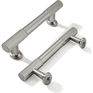 khtumeware 3-1/2 Inch(89mm) Hole Center 10 Pack Brushed Satin Nickel Cabinet Pulls Heavy Duty Soild Kitchen Drawer Handles Cabinet Hardware for Cupboard Drawer Handles Dresser Pulls