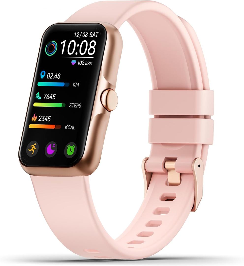 Health Fitness Tracker, Smart Watch with 24/7 Heart Rate and Blood Oxygen Monitor, Sleep Tracker with IP68 Waterproof, Activity Tracker Pedometer Step Counter for Women Men (Pink Purple)