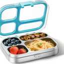 G.a HOMEFAVOR Stainless Steel Lunch Box - 4 Compartments Bento Box for Kids, Leakproof Food Container for School, Office, Dishwasher Safe, BPA-Free, 27 oz, Blue