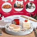 Putuo Decor Round Christmas Serving Tray Christmas Decorations for Home Rustic Decorative Wooden Tray Christmas Tray Serving Platters for Entertaining for Coffee Wine Table Serving (Brown and White)