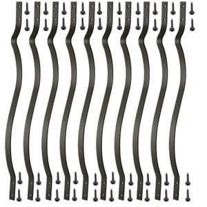 61 Pack Deck Balusters, 36 Inches Heavy Duty Iron Deck Balusters with Screws Metal Deck Spindles Balusters Iron Deck Spindles, Wave Arc Baluster for Outdoor Stair Deck Porch
