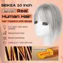 SEIKEA Hair Toppers for Women Real Human Hair, 10" Clip in Bangs Hand-tied Base 1.4 * 2.2inch Natural Realistic with Thinning Hair with Wispy Bangs Light Gray
