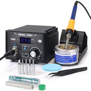 YIHUA 939D+ Digital Soldering Station, 75W Equivalent with Precision Heat Control (392F to 896F) and Built-in Transformer. ESD Safe, Lead Free with C/F display (Black) YIHUA 939D+ Digital Soldering Station, 75W Equivalent with Precision Heat Control (392F to 896F) and Built-in Transformer. ESD Safe, Lead Free with C/F display (Black)
