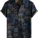JOTOOK Mens Hawaiian Shirt Short Sleeve Button Down Summer Beach Shirts, Large