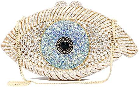 Diamond Purse Designer Evil Eye Bags Bridal Wedding Evening Bag For Women Black Rhinestone Prom Crystal Clutch