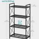 SONGMICS 4-Tier Metal Storage Rack, Shelving Unit with X Side Frames, Dense Mesh, 12.6 x 23.6 x 44.3 Inches, for Entryway, Kitchen, Living Room, Bathroom, Industrial Style, Ink Black UBSC164B01