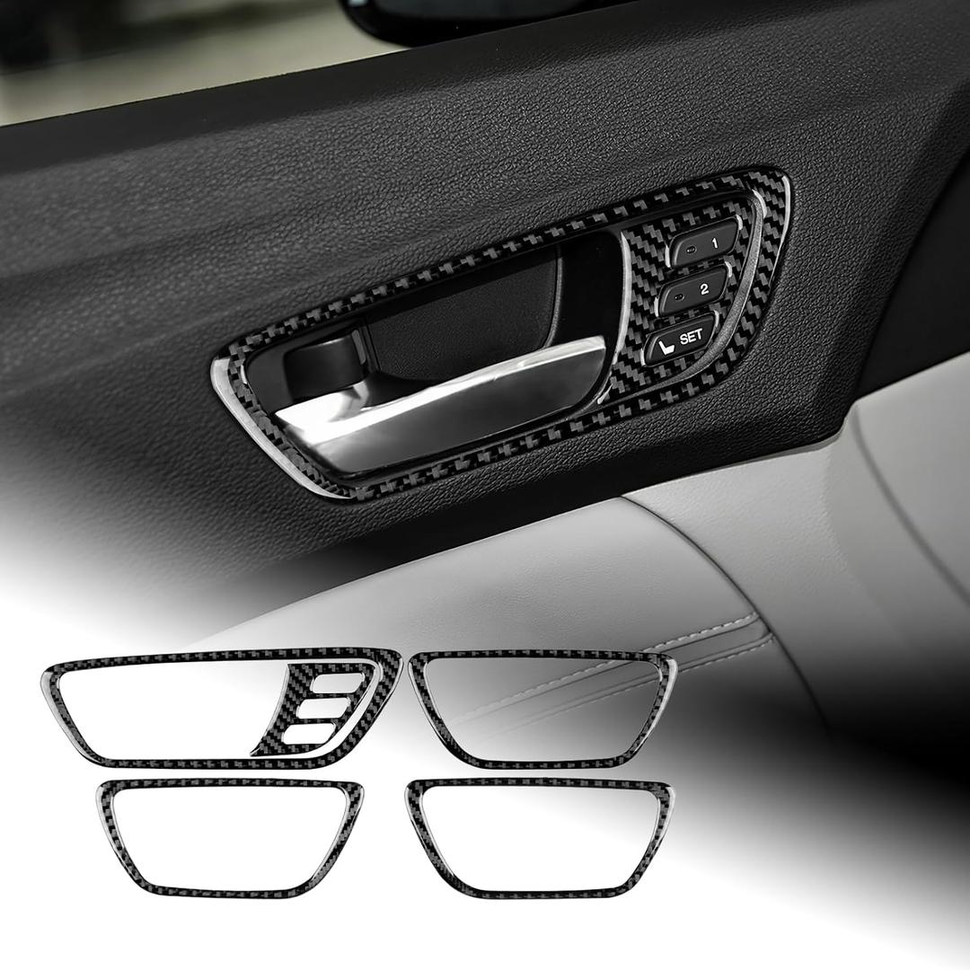 AIRSPEED for Acura TLX 2015-2020 Carbon Fiber Door Handle Frame Cover Center Console Carbon Fiber Interior Trim Accessories, Black