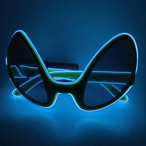 Halloween Alien Eyes Glasses EL Wire Glowing Eyewear LED Light Up Costume Festival Party Sunglasses (Blue)