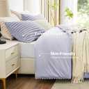EXQ Home Fluffy Comforter Set King Size - Super Soft Faux Fur Stripe Jacquard Comforter 3 Pieces, Purple Fleece Bedding Set,Winter Warm Bed Set,1 Comforter with 2 Pillowcases