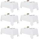 Fitable White Tablecloths for Rectangle Tables, 6 Pack - 70 x 120 Inches - Reusable and Washable Table Clothes for 6-8 Ft Tables, Polyester Fabric Table Covers for Wedding, Party, Banquet