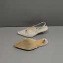 Coutgo Womens Kitten Heels Slingback Dress Shoes Buckle Office Work Pumps Shoes Size 6 ( White )