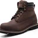 Work Boots for Men Waterproof Soft Toe Non Slip Comfortable Leather Workboots (12, Dark Brown)