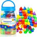 60 Pieces 3D Shapes for Teaching - Geometric Solids for Kids, Light Table Manipulatives, Translucent Toys