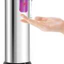 Automatic Soap Dispenser, Stainless Steel Dish Soap Dispenser with Infrared Sensor and Waterproof Base, 3 Levels Adjustable, Touchless Sensor Liquid Soap Pump Dispenser, Liquid Dispenser for Bathroom