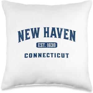 Vintage Athletic CT Souvenir Visit New Haven Connecticut Throw Pillow
