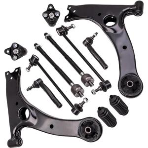 12pcs Suspension Kit for Toyota Corolla 2003 2004 2005 2006 2007 2008, Lower Control Arms w/Ball Joints Sway Bar Links Tie Rods Boots & Bellow Replacement