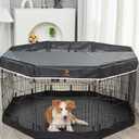 PJYuCien Dog Playpen, 8 Panels 42"H Dog Pens Indoor with Bottom Pad and Top Cover, Metal Foldable Pet Puppy Exercise Fence Crate Kennel, Better for Medium and Big Animals,Black (36"L x 24"W x 36"H)