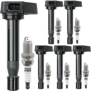 UF242 Ignition Coil Pack 30520-P8E-A01 and Iridium Spark Plugs 4503 Set of 6 Fit For Honda Accord 2000-2007 Odyssey 1999-2007 2008-2010 EX LX Pilot 2003-2008 Ridgeline 2006-2008 Acura MDX TL V6