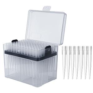 FOUR E'S SCIENTIFIC 1mL Pipette Tips - Universal 1000ul Sterile Pipette Tips Racked Non-pyrogenic DNAse/RNAse Free Autoclavable 1 Rack 96 Tips