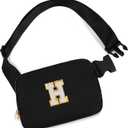 Father's Day Gift: Personalized Crossbody Bag - Initial White H, Black