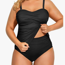 Aqua Eve Women Two Piece Plus Size Tankini Strapless Bathing Suits Bandeau Swimsuits with High Waisted Bottom, 24W