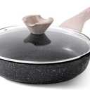 Kordisen Nonstick Frying Pan Skillet with Lid, 9.5 Inch Granite Egg Omelet Pan, Healthy and Non Toxic, Induction Compatible, PFOA Free