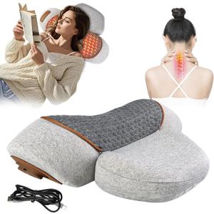3-in-1 Neck Massager Pillow, Neck Massager for Pain Relief Deep Tissue, with Heating and Cervical Traction, 3D Ergonomic Cervical Hump Corrector Massage for Home Office